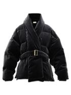 Matchesfashion.com Alexandre Vauthier - Belted Down Filled Cotton Velvet Jacket - Womens - Black