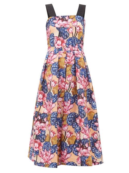 Matchesfashion.com Mary Katrantzou - Crystal Rose-print Crepe Dress - Womens - Pink Multi