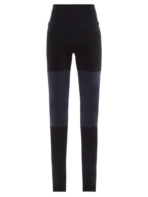 Matchesfashion.com Norma Kamali - High-rise Bi-colour Jersey Stirrup Leggings - Womens - Black