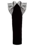 Matchesfashion.com Rasario - Bow-embellished Velvet Column Gown - Womens - Black Silver