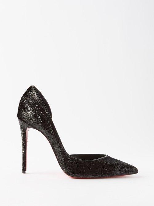 Christian Louboutin - Iriza 100 Lam-suede D'orsay Pumps - Womens - Black