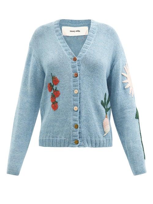 Story Mfg. - Twinsun Crocheted Organic-cotton Cardigan - Womens - Blue Multi