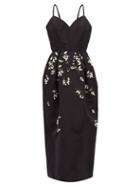 Matchesfashion.com Carolina Herrera - Faux-pearl And Bead-embellished Faille Dress - Womens - Black