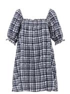 Matchesfashion.com Solid & Striped - Square-neck Checked Seersucker Mini Dress - Womens - Black White