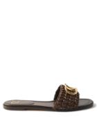 Valentino Garavani - V-logo Raffia Slides - Womens - Brown