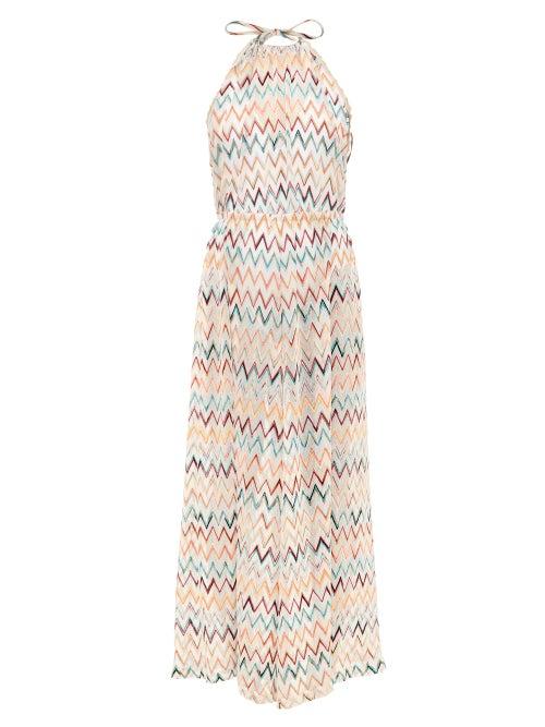 Matchesfashion.com Missoni Mare - Halterneck Zigzag-striped Jumpsuit - Womens - White Multi