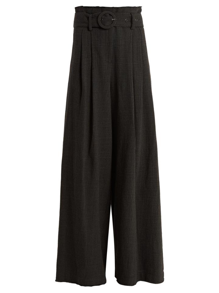Sea Prince Of Wales-checked Belted Wool Trousers
