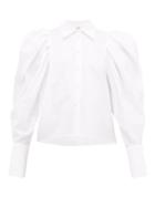 Matchesfashion.com Khaite - Brianne Batwing Sleeve Cotton Poplin Shirt - Womens - White