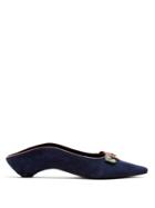 Fabrizio Viti Flower-appliqu Suede Backless Loafers