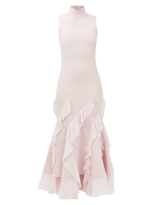 16arlington - Lanao Flounced-hem Crepe Dress - Womens - Light Pink