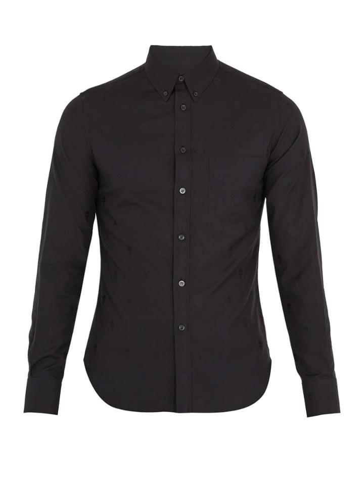 Alexander Mcqueen Skull-jacquard Single-cuff Cotton Shirt