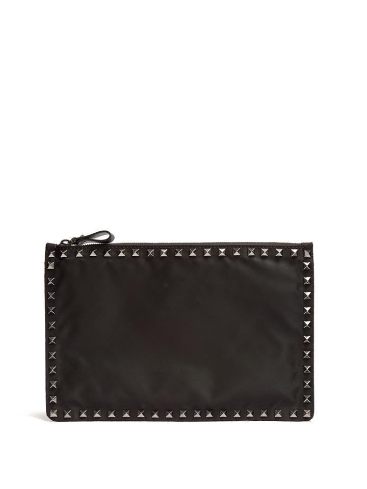 Valentino Rockstud-embellished Nylon Pouch