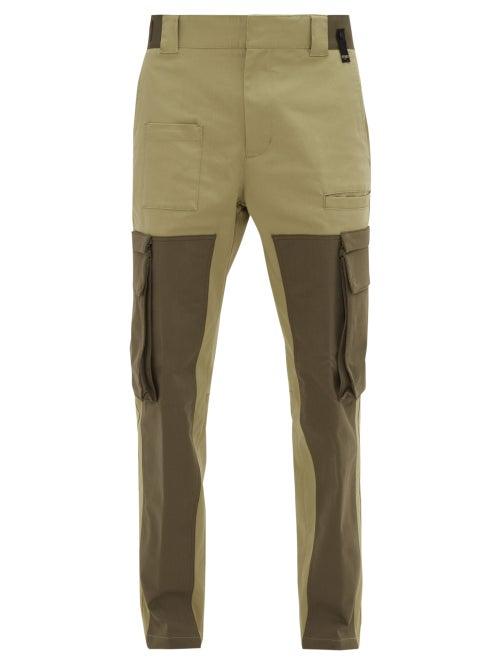 Matchesfashion.com Fendi - Panelled Cotton-blend Cargo Trousers - Mens - Green