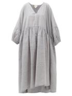 Matchesfashion.com Anaak - Pia Pintucked Striped Cotton Shirt Dress - Womens - Navy Stripe