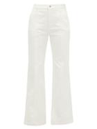 Matchesfashion.com Loewe - Slit-cuff Topstitched Straight-leg Jeans - Womens - White