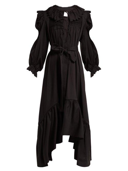Matchesfashion.com Horror Vacui - Defensia Smocked Cotton Dress - Womens - Black