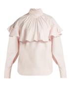 A.w.a.k.e. High-neck Ruffled Cotton Shirt