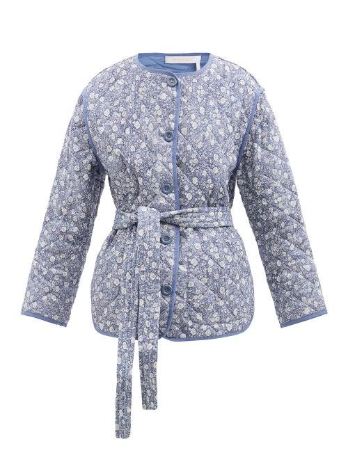 See By Chlo - Quilted Floral-print Cotton-blend Jacket - Womens - Blue Multi