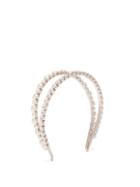 Matchesfashion.com Miu Miu - Crystal And Faux Pearl Embellished Headband - Womens - Grey
