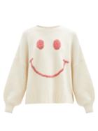 Matchesfashion.com Joostricot - Smiling Face-embroidered Merino Wool-blend Sweater - Womens - Ivory