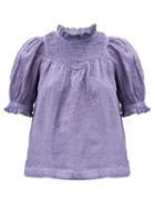 Matchesfashion.com Sea - Yara Shirred-yoke Ramie Top - Womens - Indigo