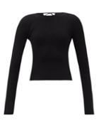 Ladies Rtw Khaite - Angelina Lace-up Rib-knit Sweater - Womens - Black