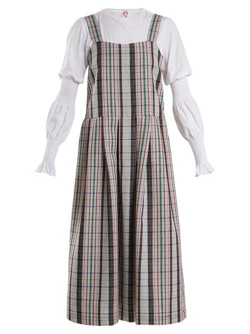 Matchesfashion.com Shrimps - Enya Checked Wool Pinafore Dress - Womens - Blue Multi