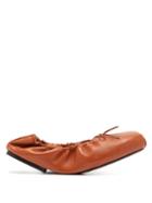 Matchesfashion.com Khaite - Gathered Leather Ballet Flats - Womens - Tan