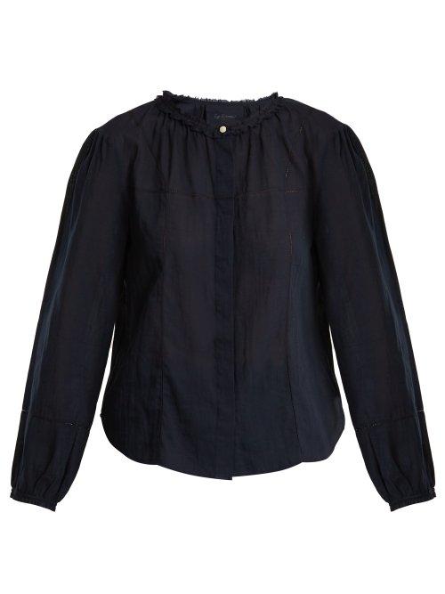 Matchesfashion.com Loup Charmant - Palla Jour Chelle Trimmed Cottton Voile Top - Womens - Navy