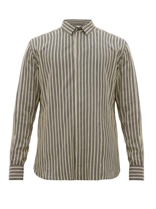 Matchesfashion.com Saint Laurent - Striped Poplin Shirt - Mens - Black Cream