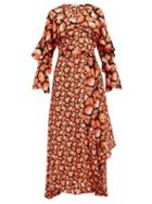 Matchesfashion.com Diane Von Furstenberg - Isla Berry Print Silk Wrap Dress - Womens - Orange Multi