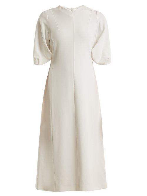 Matchesfashion.com Joseph - Dante V Neck Balloon Sleeve Dress - Womens - Cream