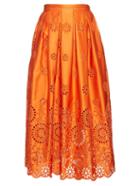 Rochas Broderie-anglaise Structured Midi Skirt