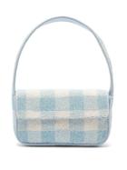 Matchesfashion.com Staud - Tommy Gingham Beaded Leather Shoulder Bag - Womens - Blue Multi