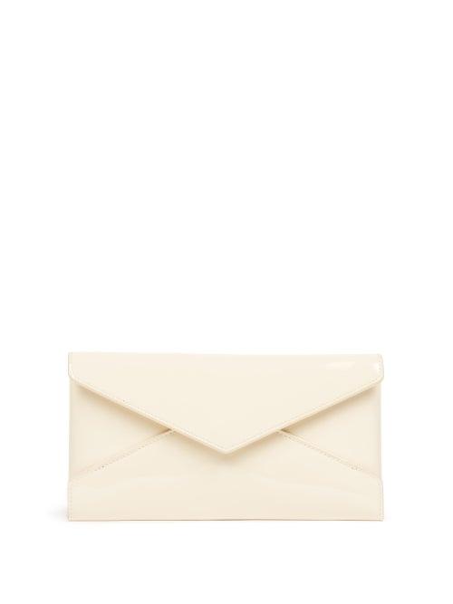 Saint Laurent - Envelope Patent-leather Clutch - Womens - White