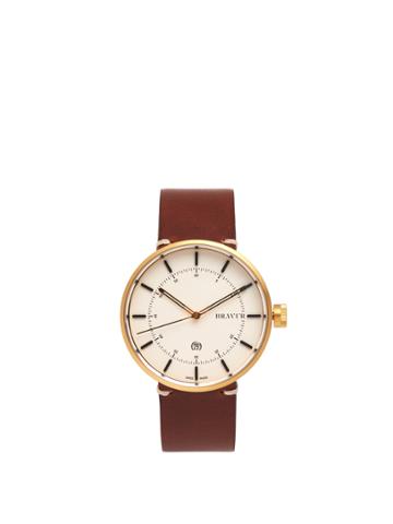 Bravur Bw002 Stainless-steel And Grained-leather Watch