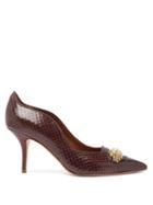 Matchesfashion.com Malone Souliers - Alessia Crystal-brooch Elaphe Pumps - Womens - Brown