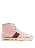 Matchesfashion.com Gucci - Tennis 1977 Web-stripe Canvas High-top Trainers - Womens - Light Pink