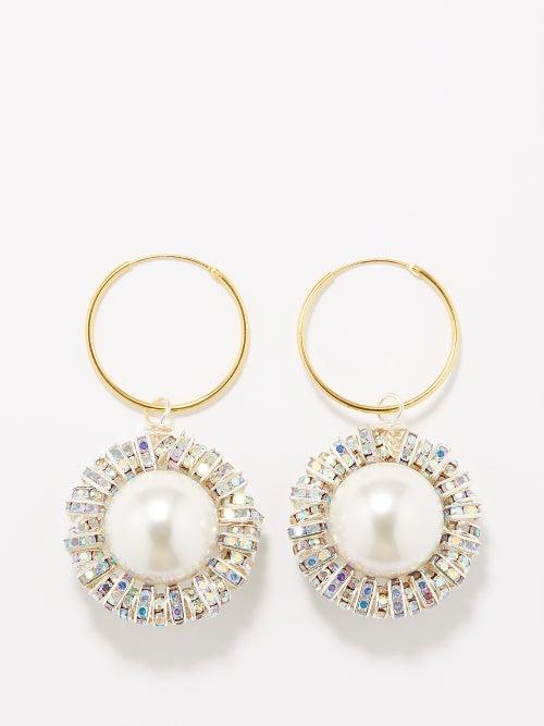 Pearl Octopuss.y - Il Sole Crystal, Faux-pearl & Gold-plated Earrings - Womens - Gold Multi