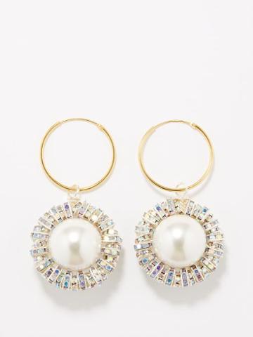 Pearl Octopuss.y - Il Sole Crystal, Faux-pearl & Gold-plated Earrings - Womens - Gold Multi