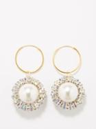Pearl Octopuss.y - Il Sole Crystal, Faux-pearl & Gold-plated Earrings - Womens - Gold Multi