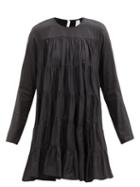 Merlette - Soliman Tiered Cotton Mini Dress - Womens - Black