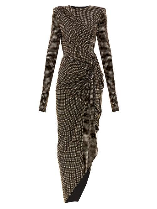 Matchesfashion.com Alexandre Vauthier - Studded Draped Side-slit Dress - Womens - Black