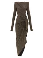 Matchesfashion.com Alexandre Vauthier - Studded Draped Side-slit Dress - Womens - Black