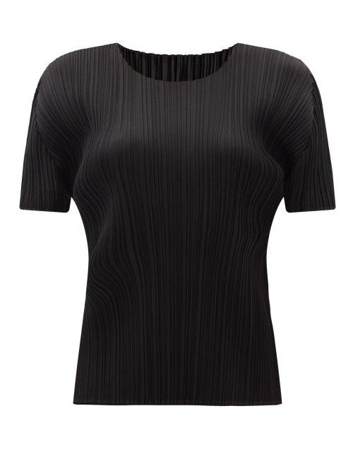 Matchesfashion.com Pleats Please Issey Miyake - Round-neck Technical-pleated Top - Womens - Black