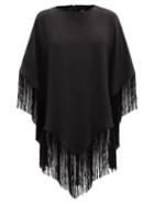 Matchesfashion.com Taller Marmo - Gloria Fringed Crepe Poncho Dress - Womens - Black