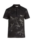 Matchesfashion.com Valentino - Camouflage Cotton Polo Shirt - Mens - Black