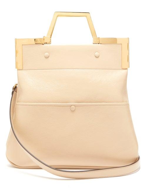 Matchesfashion.com Fendi - Small Crackled Leather Tote Bag - Womens - Beige
