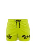 Matchesfashion.com Off White X Vilebrequin - Moorise Logo Print Swim Shorts - Mens - Yellow