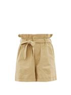 Matchesfashion.com Mes Demoiselles - Croft Paperbag-waist Cotton Shorts - Womens - Beige